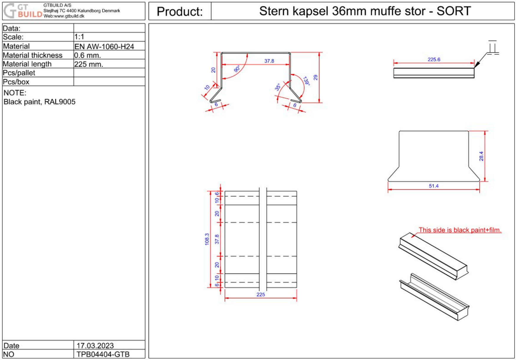 Sternkapsel 36mm - stor muffe
