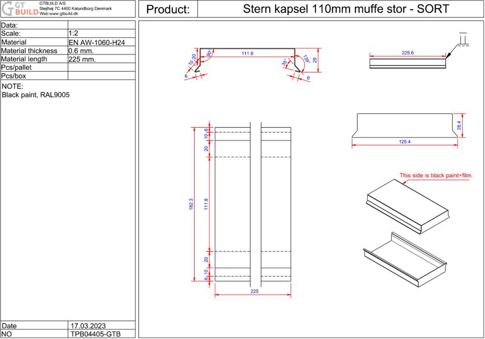 Sternkapsel 110mm - stor muffe
