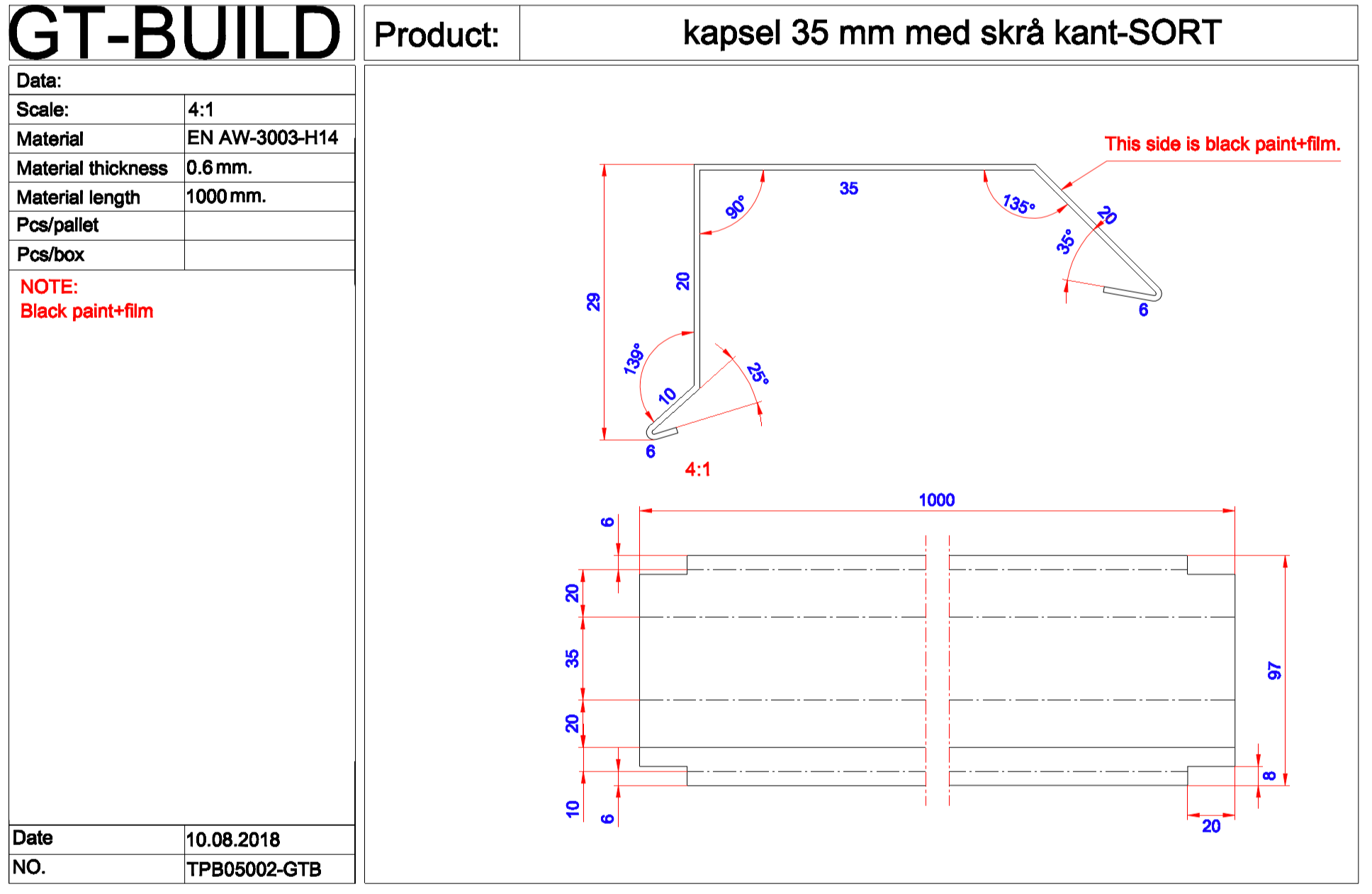 Stern kapsel 35mm skrå - sort