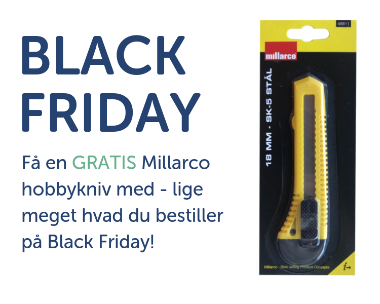BLACK FRIDAY TILBUD: Få en GRATIS Millarco hobbykniv med lige meget hvad du bestiller!