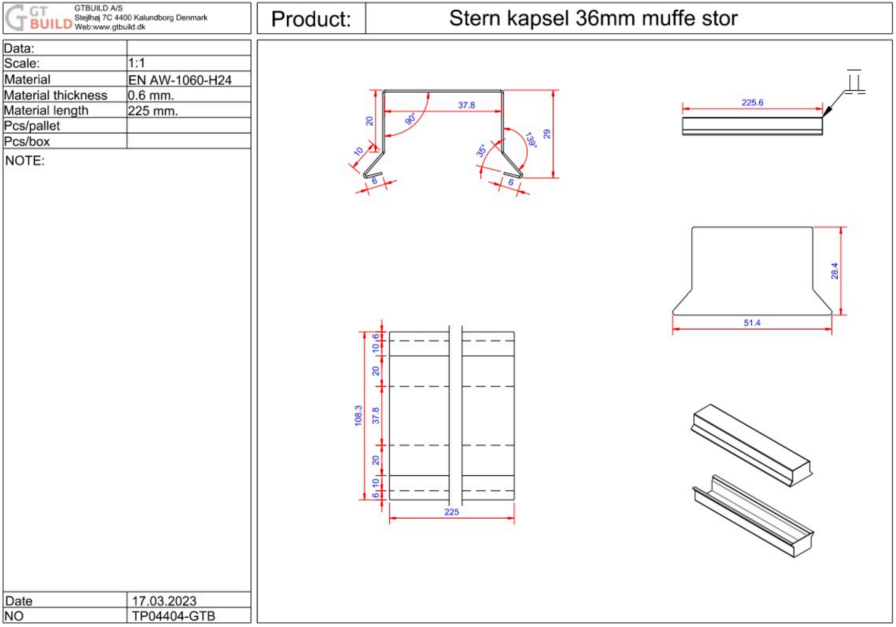 Sternkapsel 36mm - stor muffe