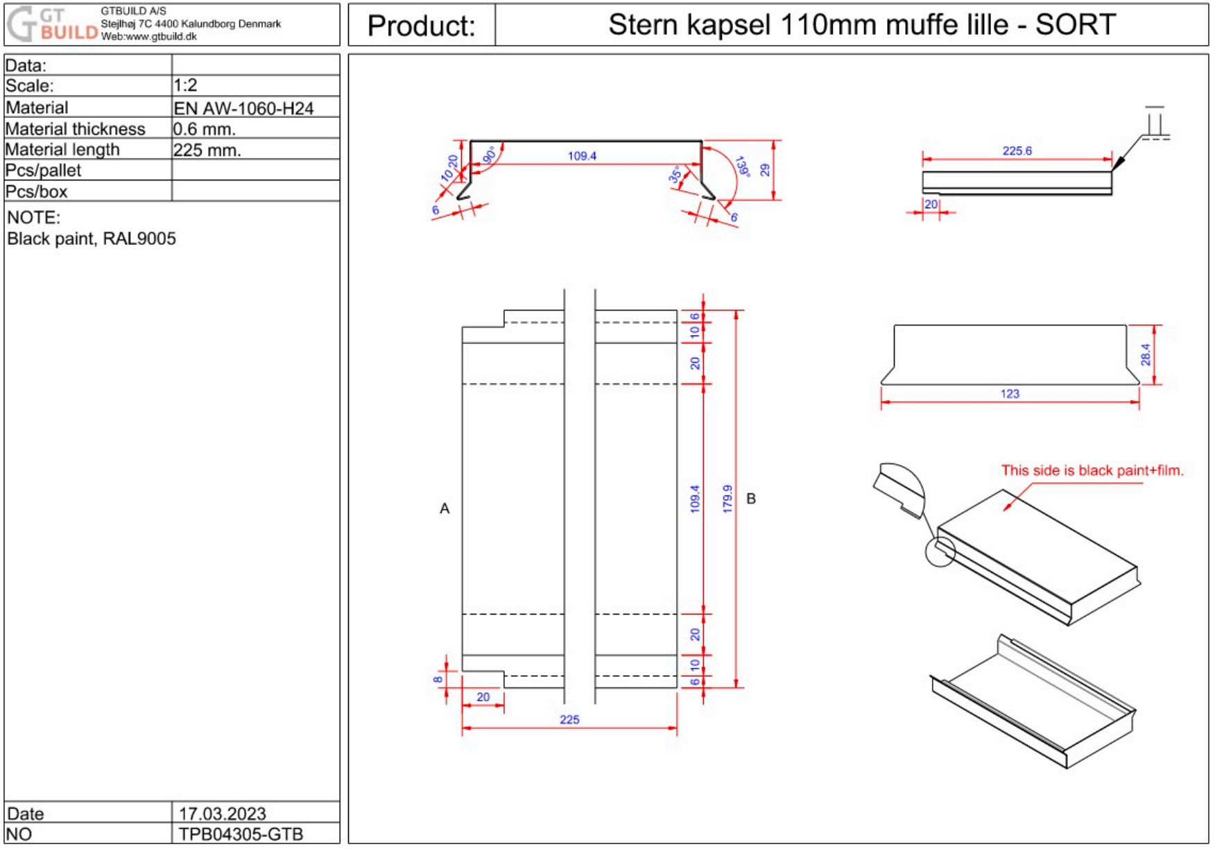 Sternkapsel 110mm - lille muffe