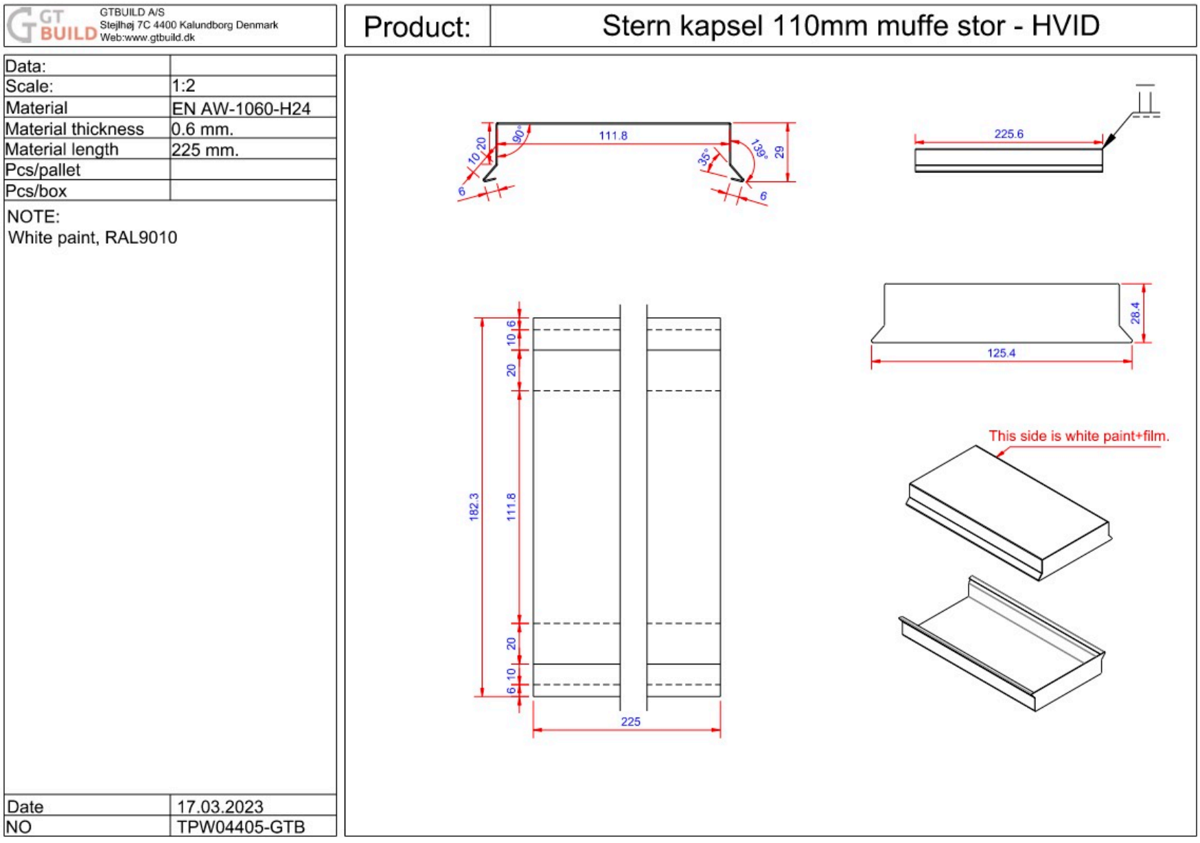 Sternkapsel 110mm - stor muffe