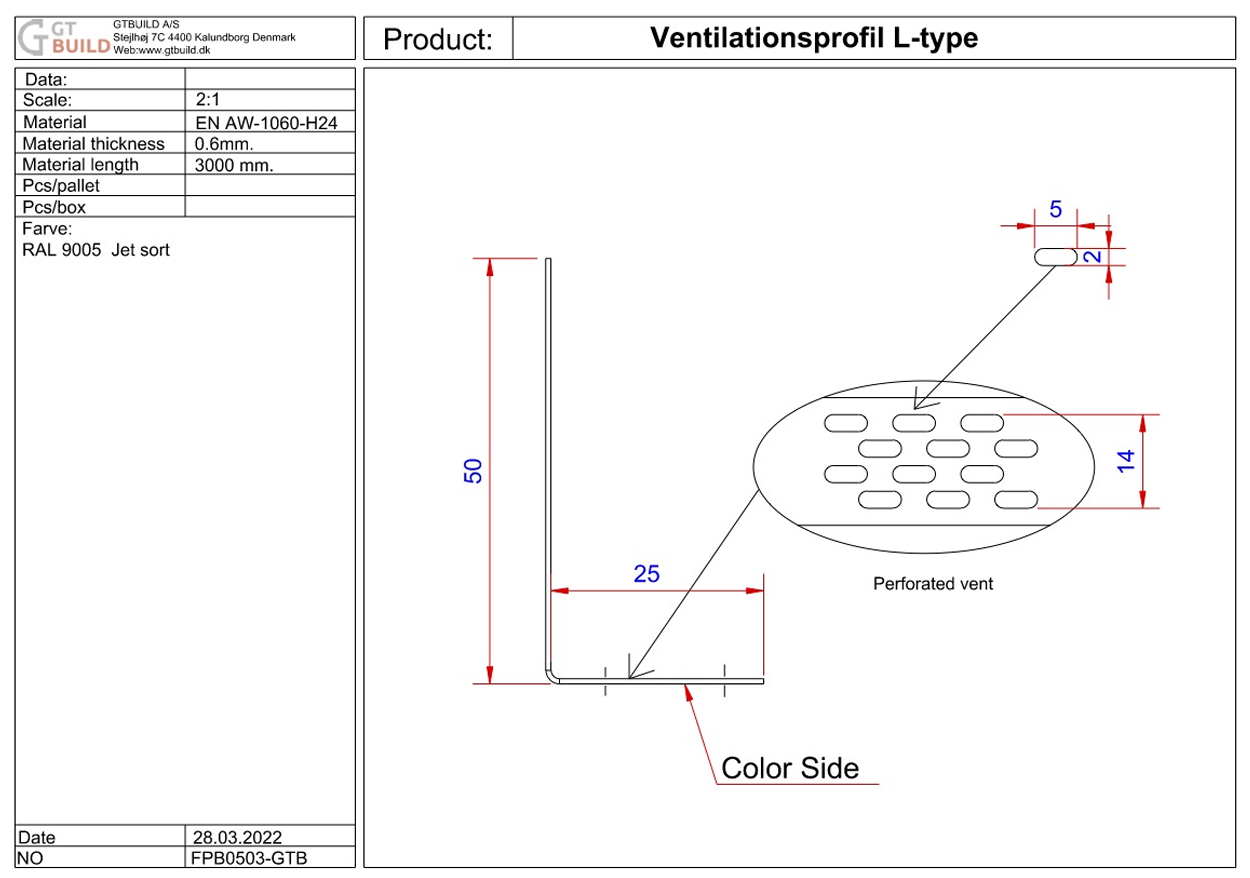 Ventilations profil L-type - SORT