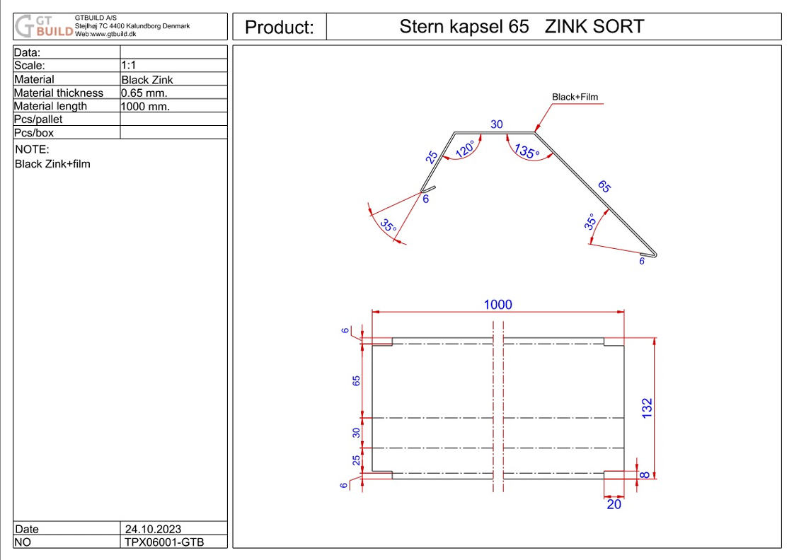 Stern kapsel 65 - SORT ZINK