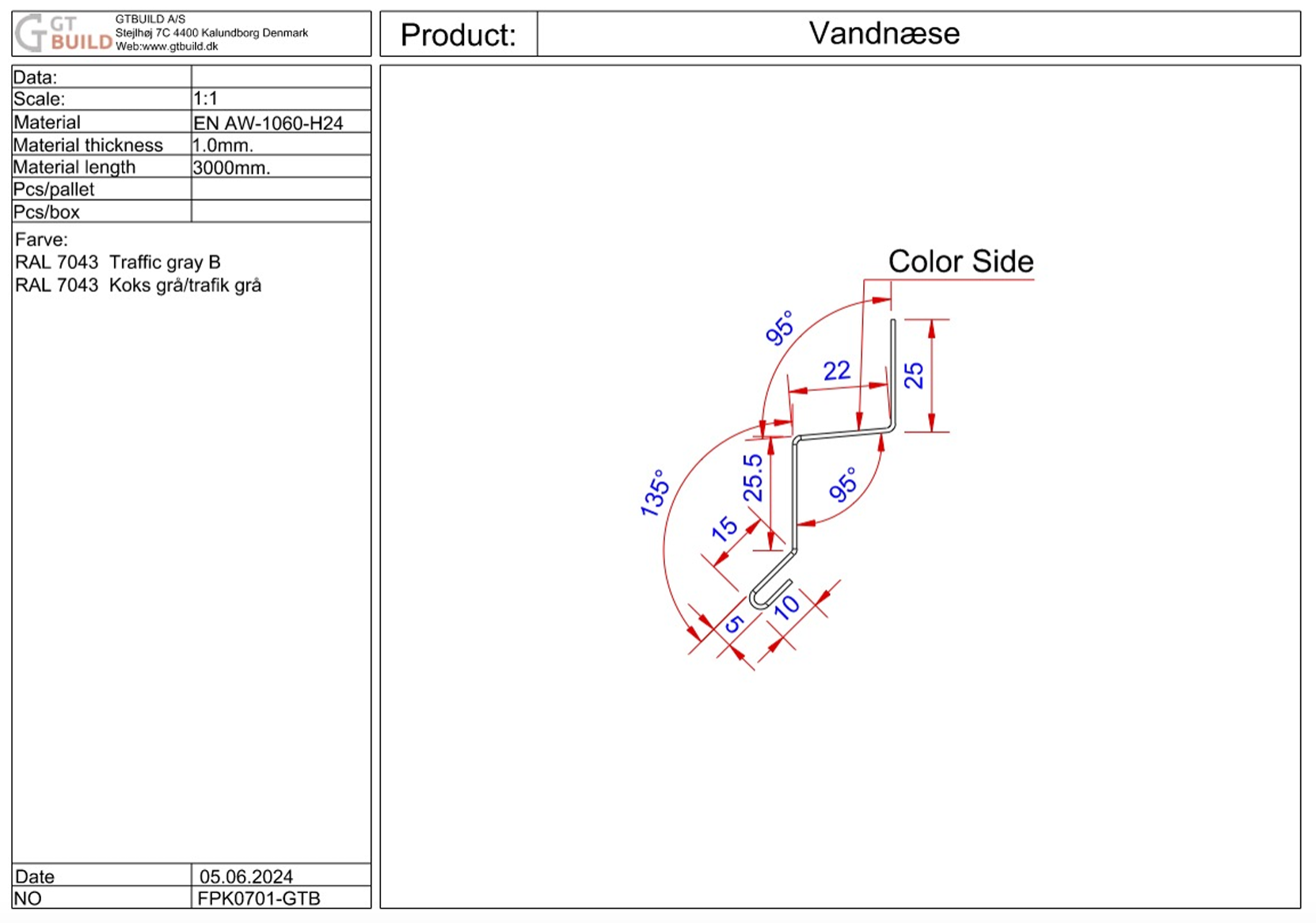 Vandnæse 3m - KOKSGRÅ