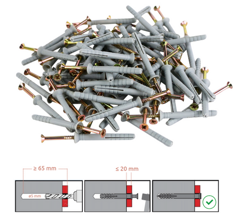 Sømdybler stål Ø5,0 x 45/20 mm (100 stk)