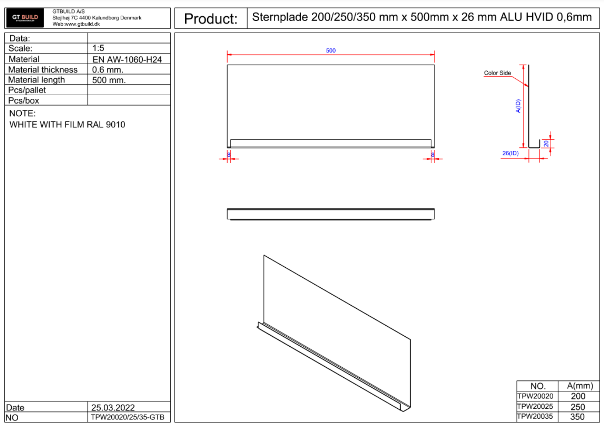 STERNPLADE 200mm - HVID