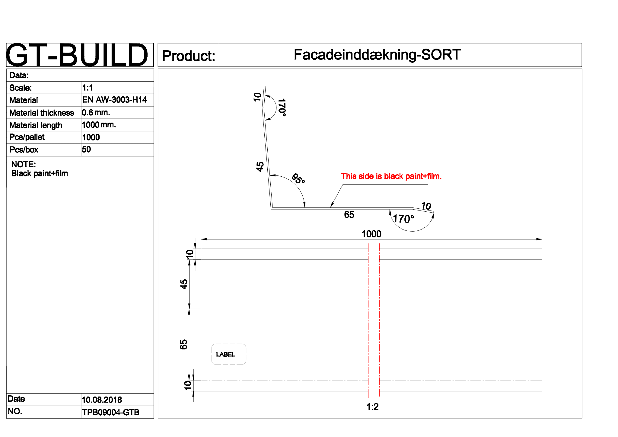Facadeinddækning - sort