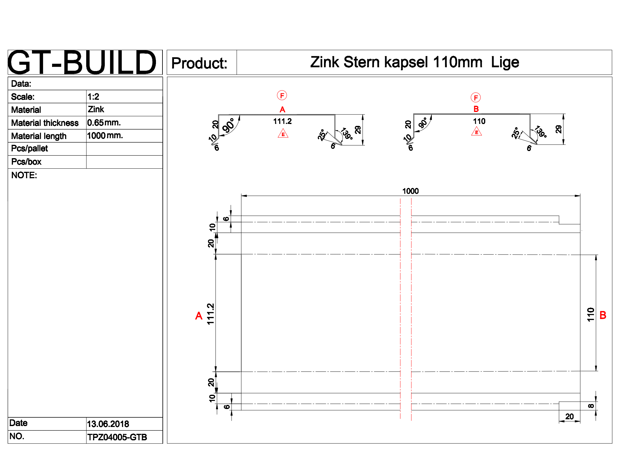 Stern kapsel 110mm lige - ZINK